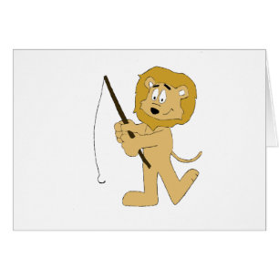 Lion de bande dessinée avec la pêche Polonais d'A