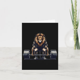 Lion Deadlift GYM Spaß Weightlift Fitness Karte