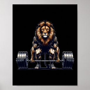Lion Deadlift GYM Spaß Weightlift Fitness Poster