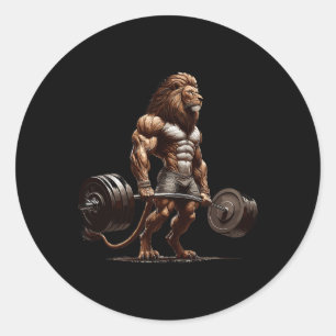 Lion Deadlift GYM Spaß Weightlift Fitness Runder Aufkleber