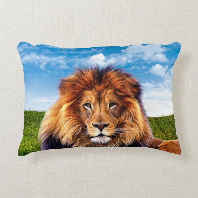 Lion der König des Waldes Dekokissen (Vorderseite)