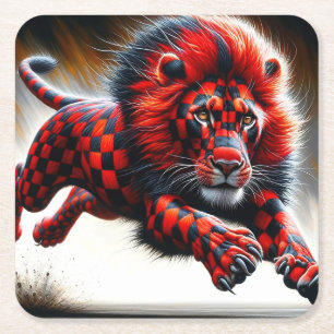 Lion Design Rechteckiger Pappuntersetzer