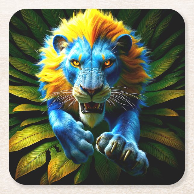 Lion Design Rechteckiger Pappuntersetzer (Vorderseite)