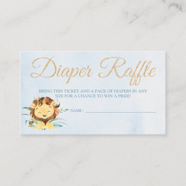 Lion Diaper Raffle Card Tickets für Baby Dusche Begleitkarte (Vorderseite)