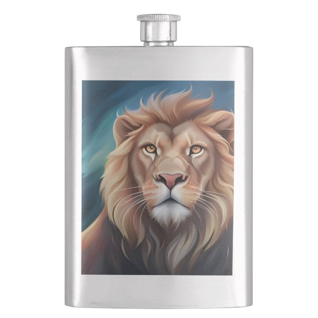 Lion Digital Art Portrait-56556 Flachmann (Vorderseite)