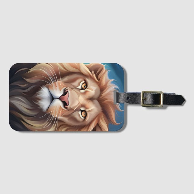 Lion Digital Art Portrait-56556 Gepäckanhänger (Vorderseite (Horizontal))