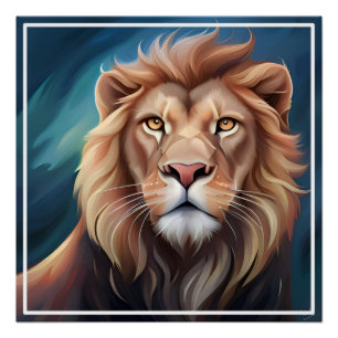 Lion Digital Art Portrait-56556 Poster