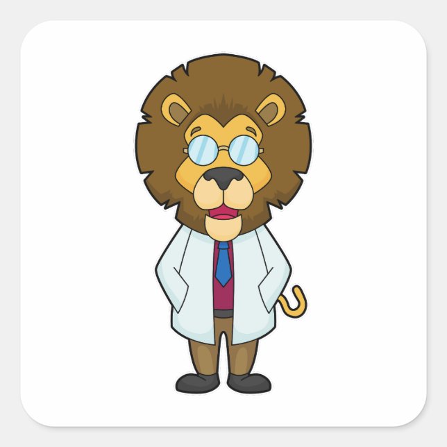 Lion Doctor's Coat Quadratischer Aufkleber (Vorderseite)