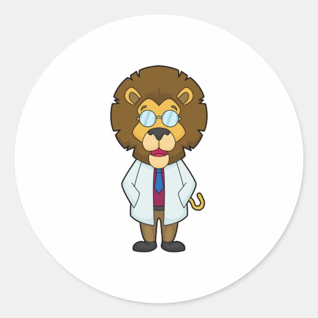 Lion Doctor's Coat Runder Aufkleber (Vorderseite)