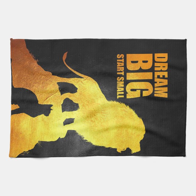 Lion Dream Big Start Small Geschirrtuch (Horizontal)