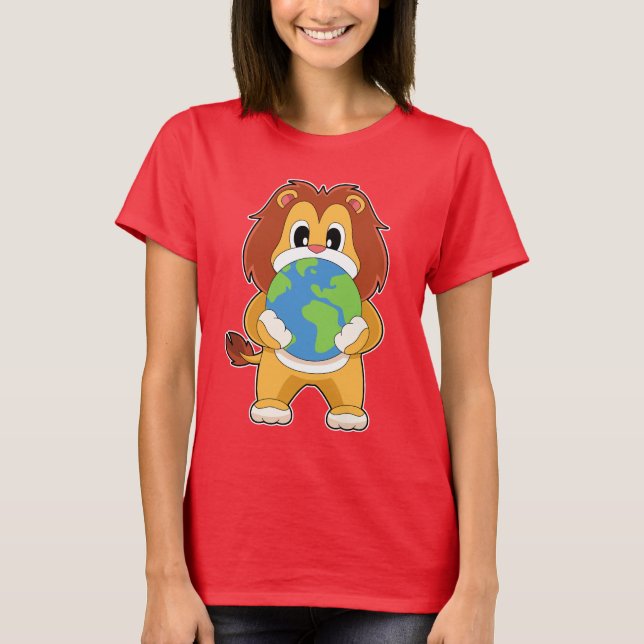 Lion-Earth-Globus T-Shirt (Vorderseite)