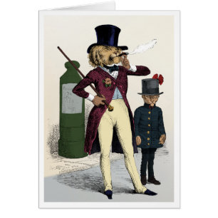 Lion élégant victorien fumant un cigare