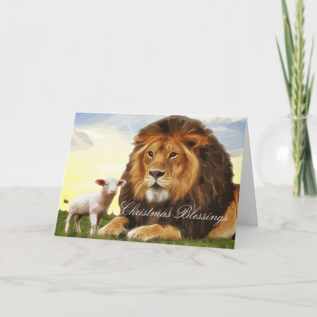 Lion et agneau, carte de vœux de Noël (Devant)