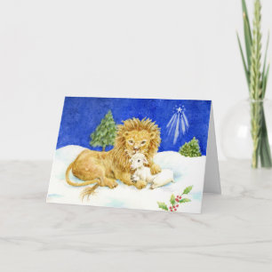 Lion et agneau de la carte de Noël