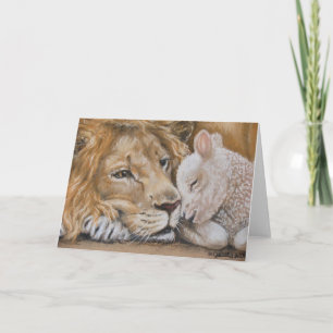 Lion et agneau par la carte de voeux de TACS 5x7