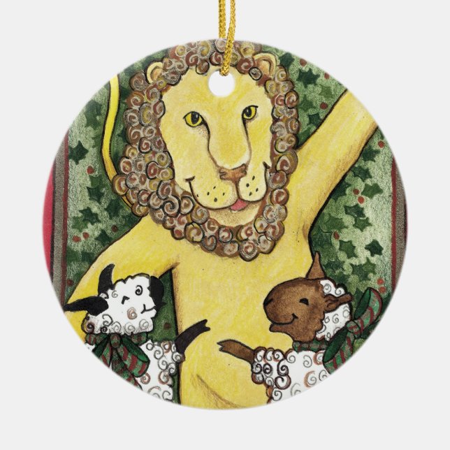Lion et agneaux, ornement de Noël (Devant)