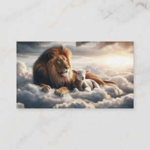 Lion et Carte de visite d'agneau