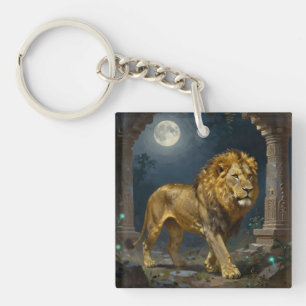 Lion et Tigre se promenant sous la lumière de la l