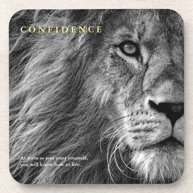 Lion Eye Confidence Zitat Inspiration Getränkeuntersetzer (Vorderseite)