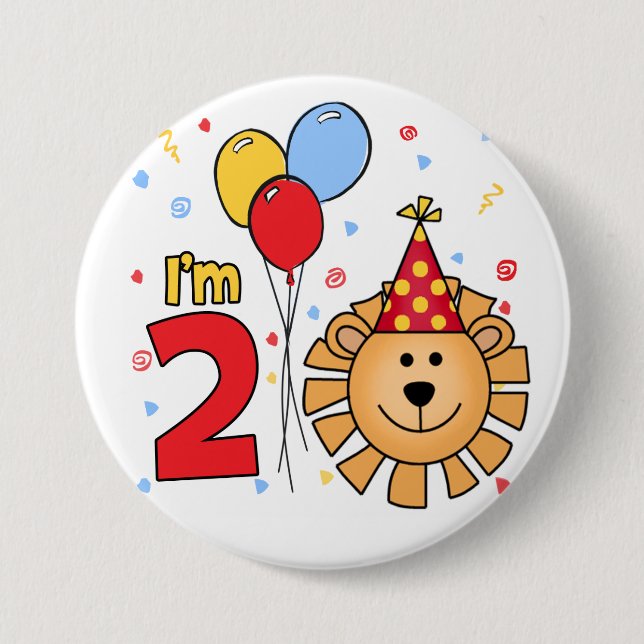 Lion Face 2. Geburtstag Button (Vorderseite)