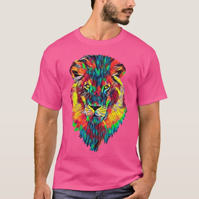Lion Face Head Portrait T-Shirt (Vorderseite)
