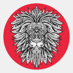 Lion Face Mandala Style Runder Aufkleber