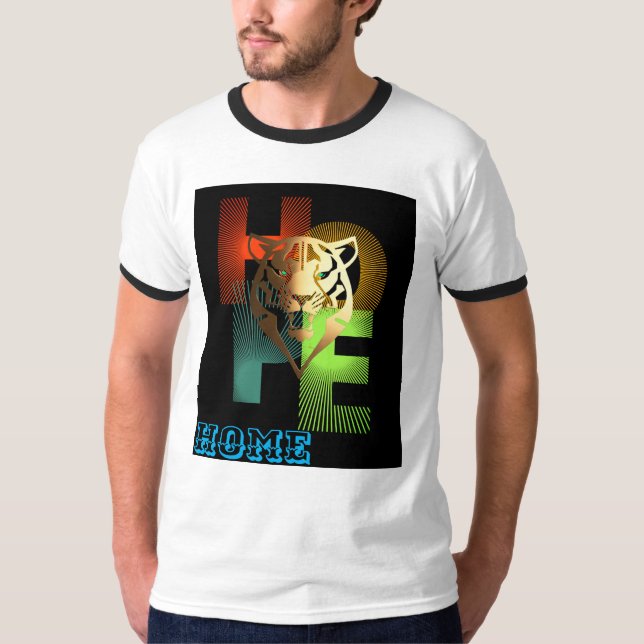 Lion face print & hope text T - Shirt (Vorderseite)