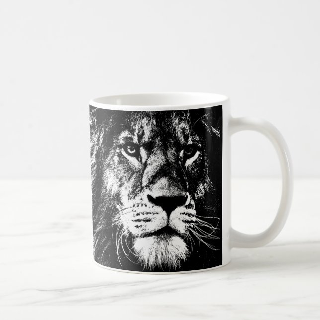 Lion Face The King Animals Template Pop Art Kaffeetasse (Rechts)
