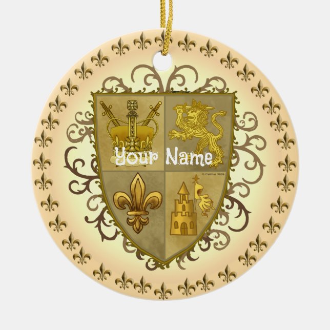 Lion Familienwappen Name Keramik Ornament (Vorne)