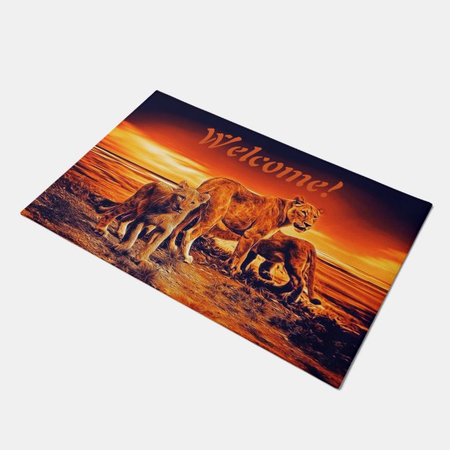 Lion Family Fußmatte (Schrägansicht)