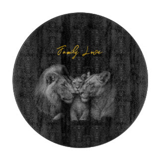 Lion Family Liebe - Schwarz & Weiß Kunst Schneidebrett
