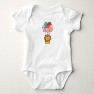 Lion fliegt mit farbenfrohen Balloons auf Baby Strampler
