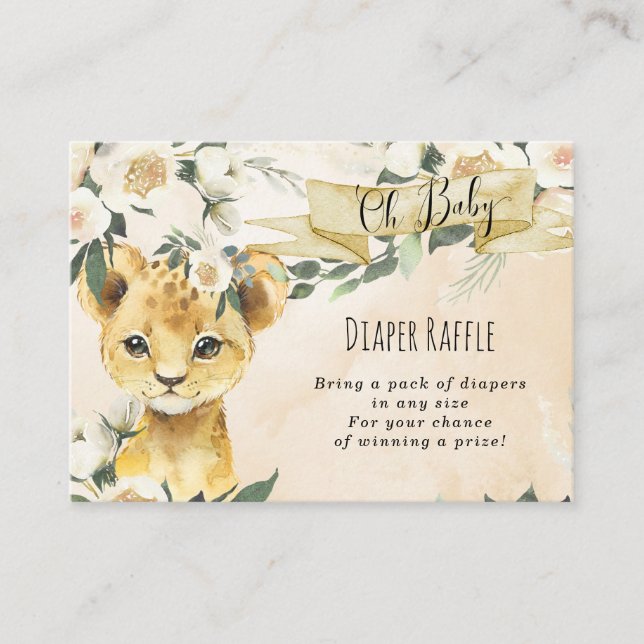 lion floral neutre Diaper Raffin carte boîtier (Devant)