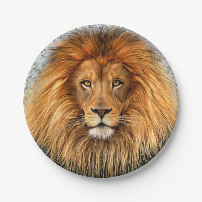 Lion Fotografie Malgrafiebild Pappteller (Vorderseite)