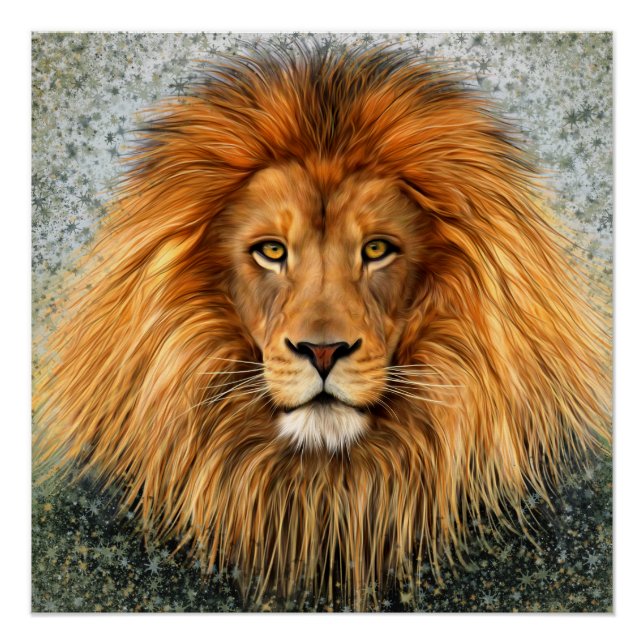 Lion Fotografie Malgrafiebild Poster (Vorderseite)