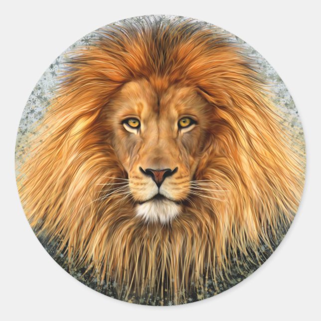 Lion Fotografie Malgrafiebild Runder Aufkleber (Vorderseite)