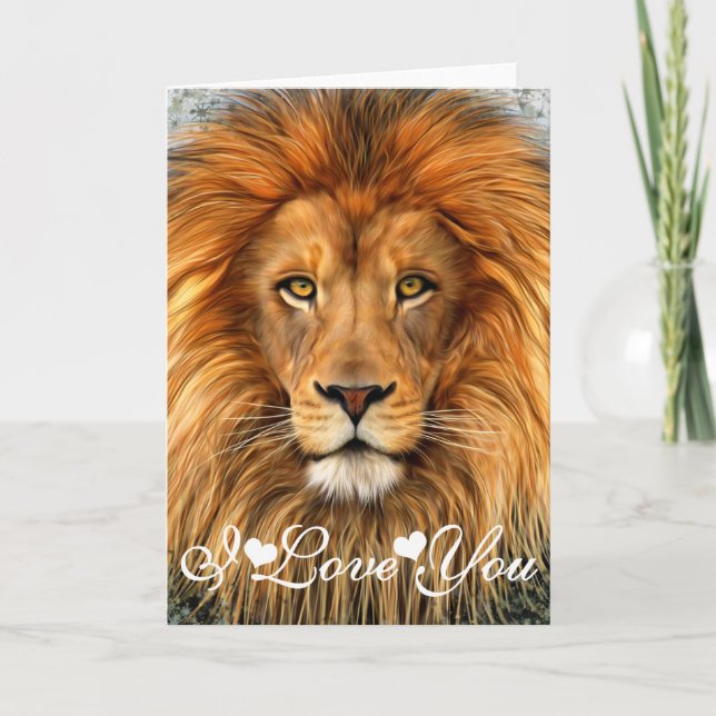 Lion Fotografie Paint Art I Liebe Sie Karte (Vorderseite)