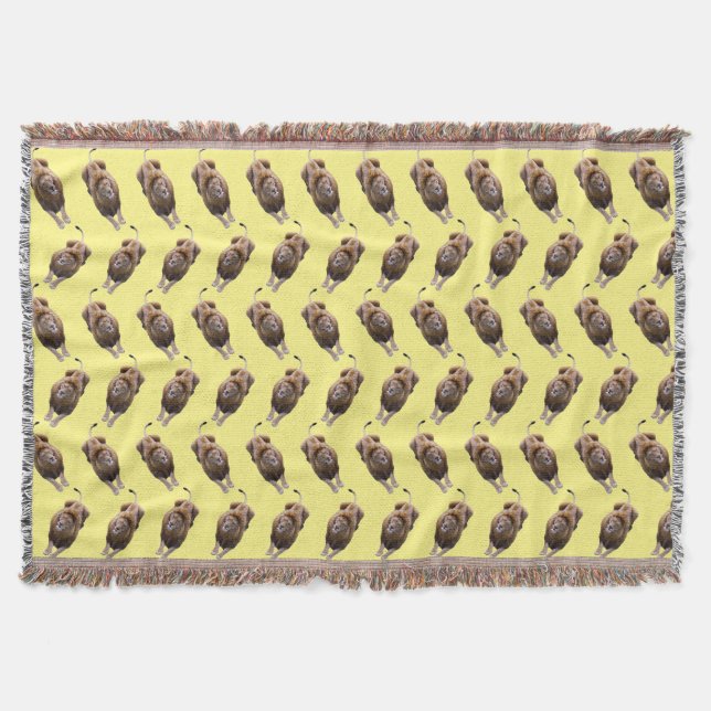 Lion Frenzy Throw Blanket (Gelb) Decke (Vorderseite)