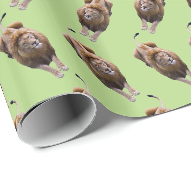 Lion Frenzy Wrapping Paper (Grüne) Geschenkpapier (Rolleneckpunkt)