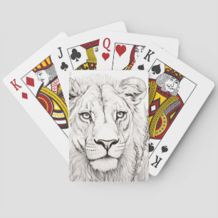 Lion Friedlich Nature Prairie Sketch Zeichnend Sti Spielkarten
