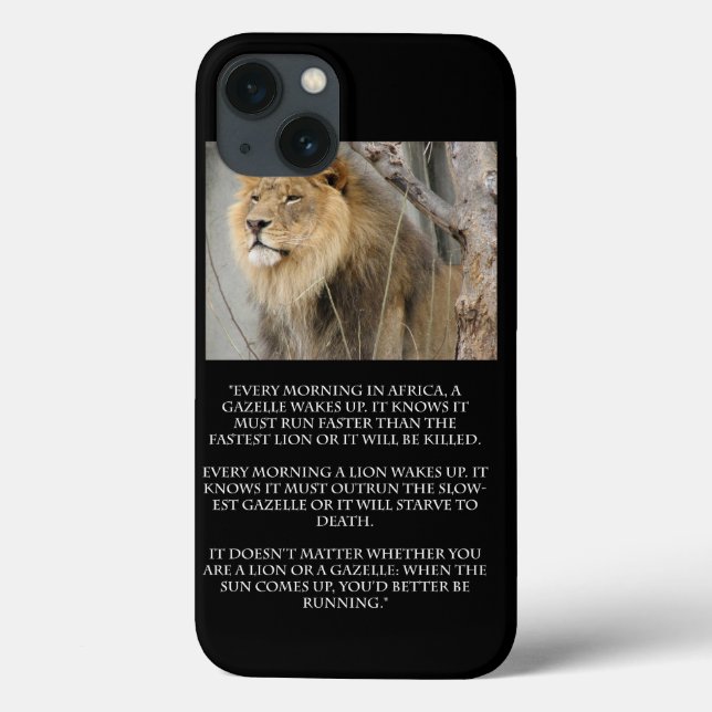 Lion Gazelle Running Quote Cell Phone iPhone Case (Rückseite)