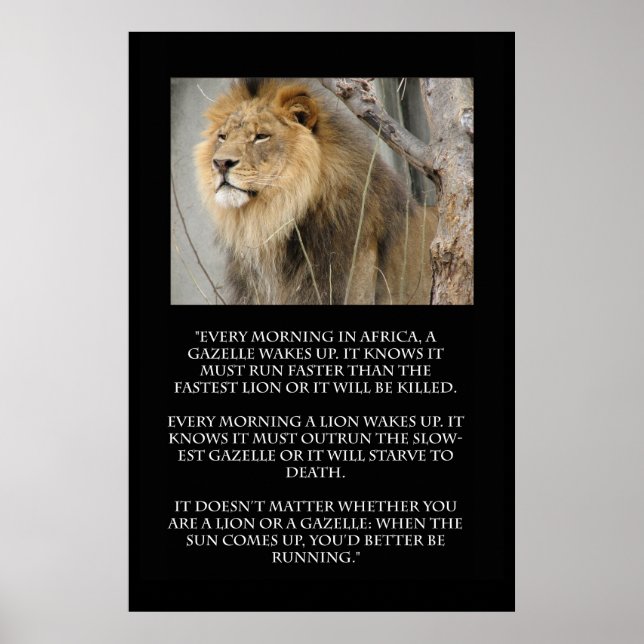 Lion Gazelle Running Quote Poster (Vorne)