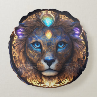 Lion Geometric Kissendesign Rundes Kissen