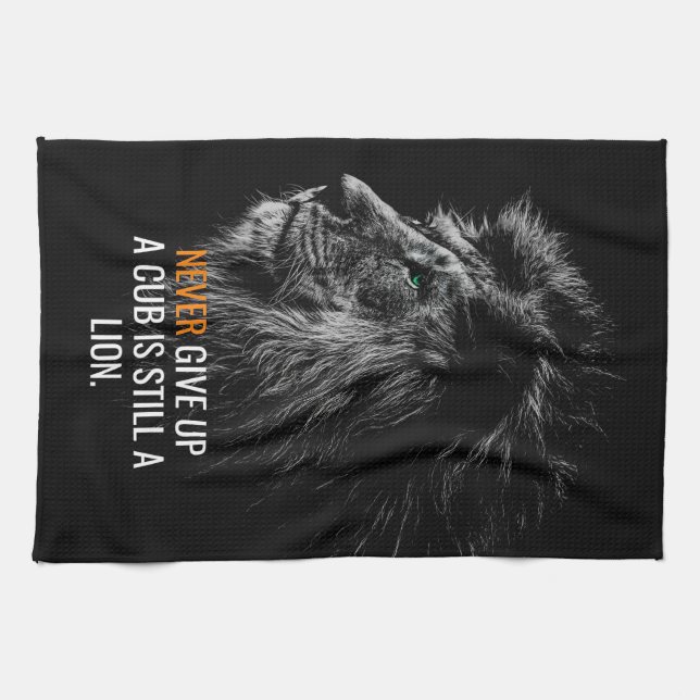Lion gibt nie auf geschirrtuch (Horizontal)