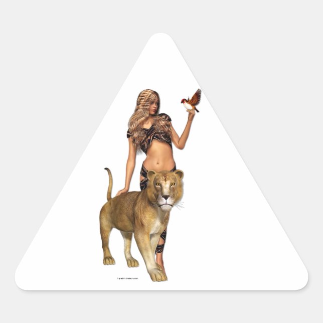 Lion Girl Dreieckiger Aufkleber (Vorderseite)