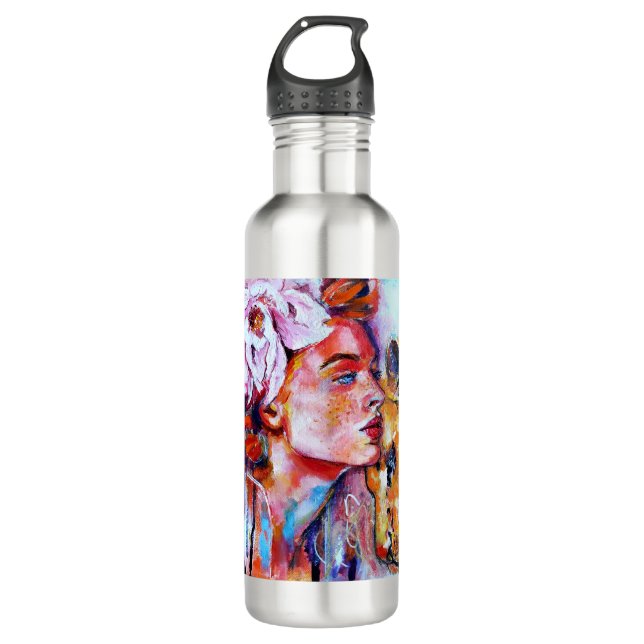 Lion Girl Edelstahlflasche (Vorderseite)