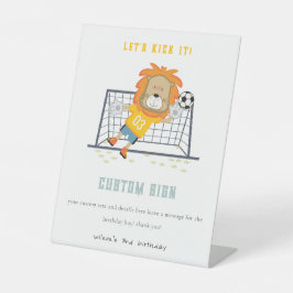 Lion Goalkeeper Soccer Custom Birthday Party Sockelschild