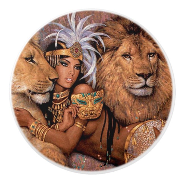 Lion Goddess Ägyptische Prinzessin Keramik Pull Kn Keramikknauf (Vorderseite)
