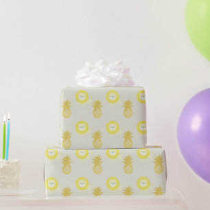 Lion & Gold Glitzer Ananas Grau Wrapping Paper Geschenkpapier