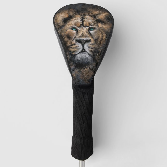 Lion Golf Head Cover Modern Art Malerei Golf Headcover (Vorderseite)